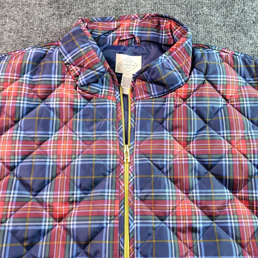 St Johns Bay Womens 4X Plaid Quilted Vest Full Zip Sleeveless Puffer Jacket